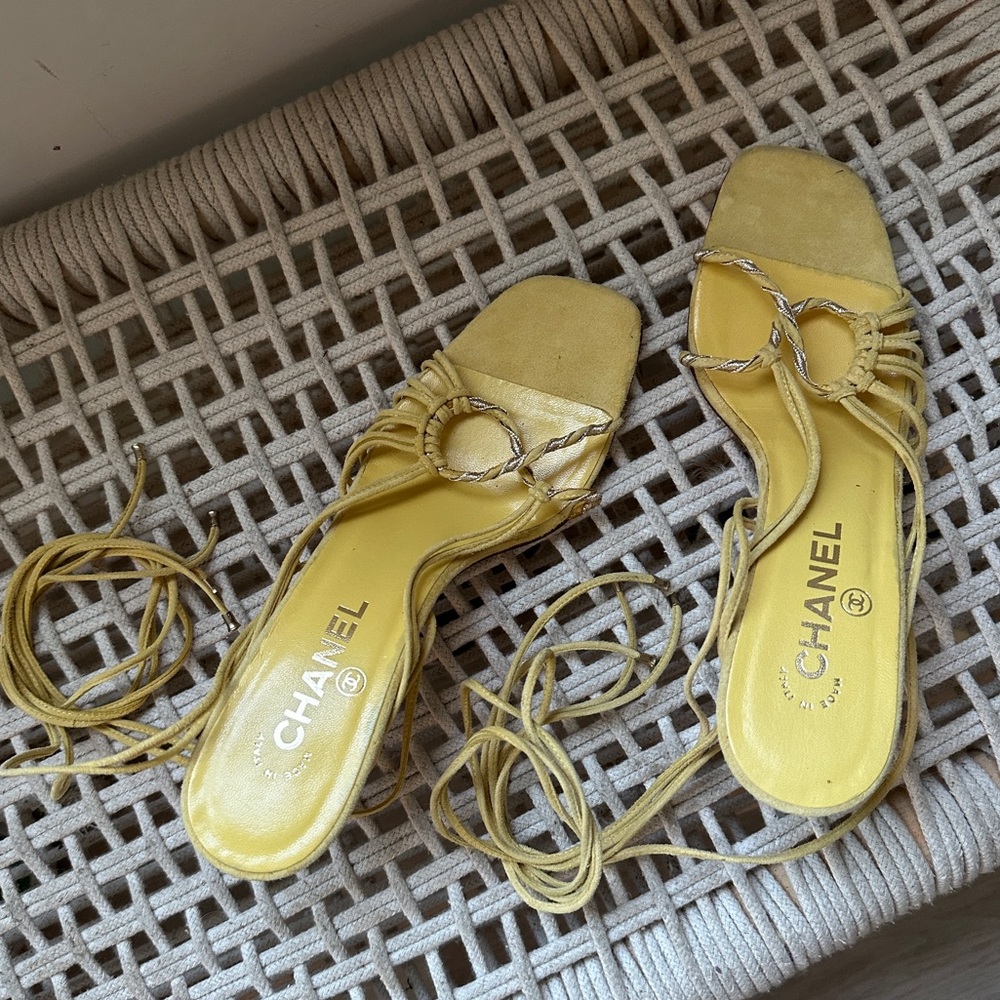 Chanel ankle wrap heeled sandal